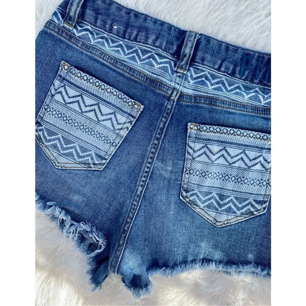 Victoria’s Secret Pink SZ 4 Cheeky High-Rise Denim Factory Distressed Sh… - Picture 10 of 11